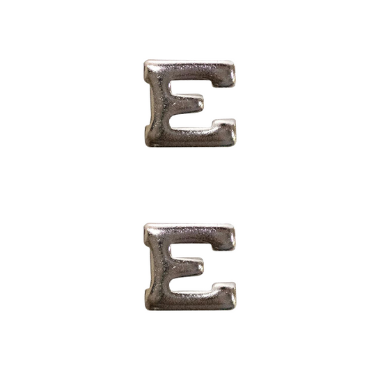 Large Silver Letter E (2 pcs)