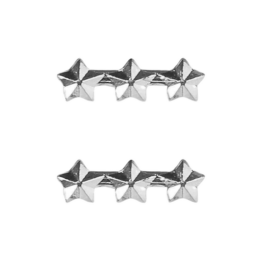 3 Silver 3/16" Stars on a bar (2 pcs)