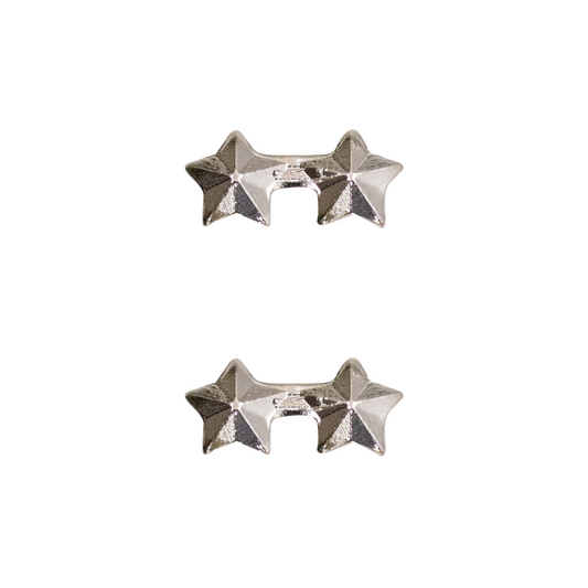 2 Silver 3/16" Stars on a bar (2 pcs)
