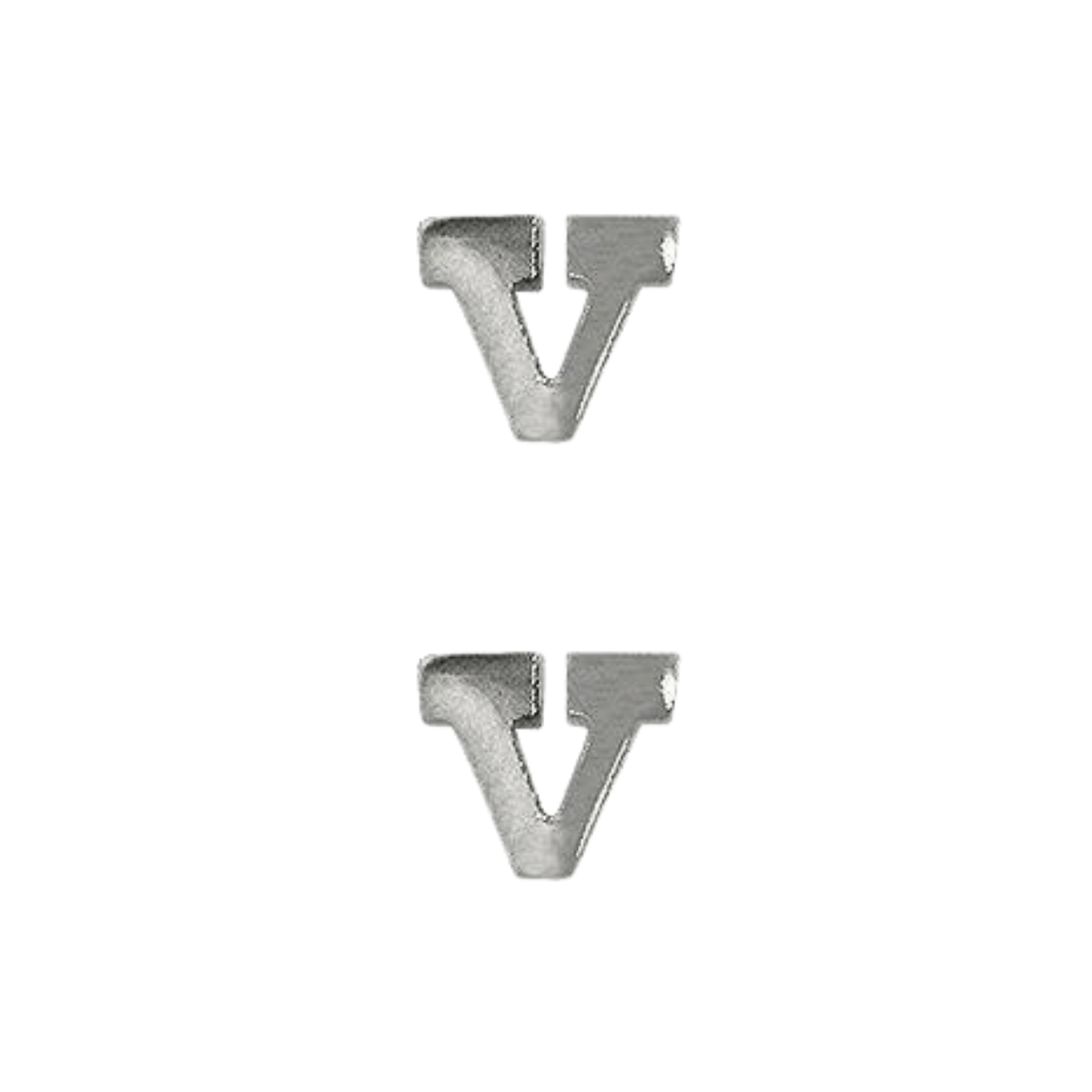 Silver Letter V (2 pcs)