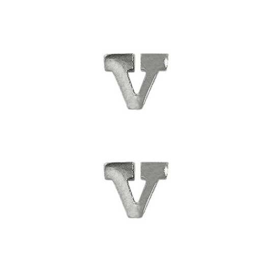 Silver Letter V (2 pcs)